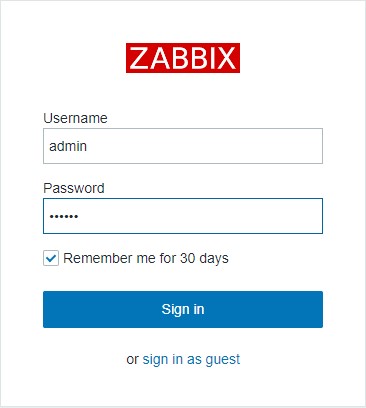 登錄zabbix